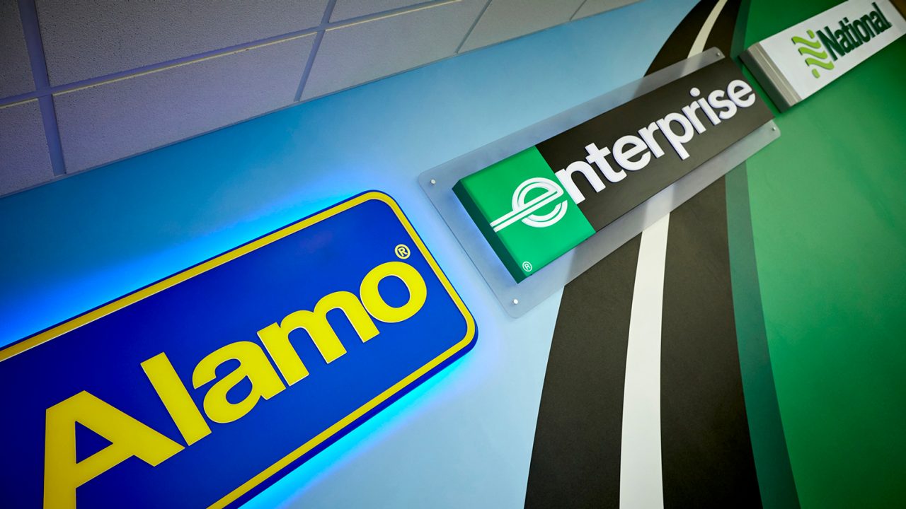 Enterprise car rental open a new outlet at Manchester Airport car rental village, incorporating National Car Rental, Alamo Rent a Car